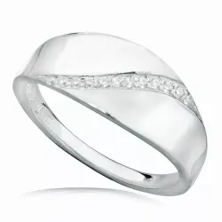 witte zirkoon ring in gerodineerd zilver