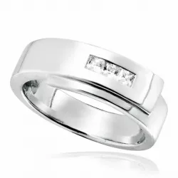 Vierkant witte zirkoon ring in gerodineerd zilver