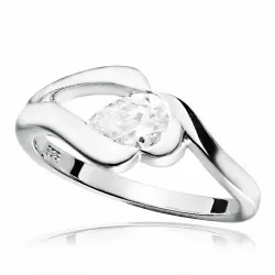 Abstract witte ring in gerodineerd zilver