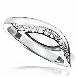 Elegant abstract witte zirkoon ring in gerodineerd zilver