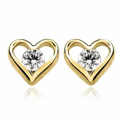hart oorbellen in 9 karaat goud met