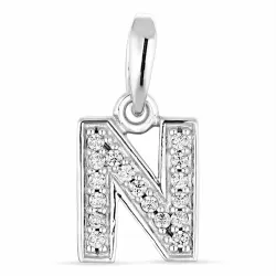 letter n zirkoon hanger in zilver