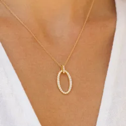 ovaal zirkoon hanger in verguld sterlingzilver