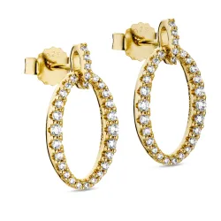 ovaal zirkoon oorbellen in verguld zilver