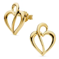 hart oorbellen in verguld zilver