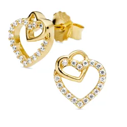 hart zirkoon oorbellen in verguld zilver