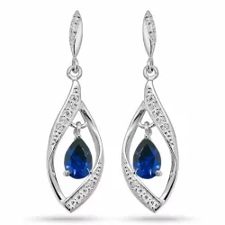 blauwe oorsteker in gerodineerd zilver