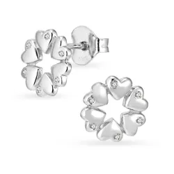 hart zirkoon oorsteker in zilver