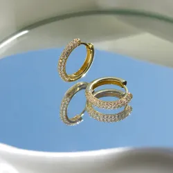 17,2 mm zirkoon creool in verguld zilver - Lumé Illume