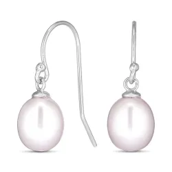 7-7,5 mm parel oorbellen in gerodineerd zilver