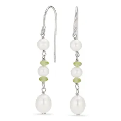 lange parel oorbellen in gerodineerd zilver