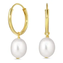 parel creool in verguld zilver