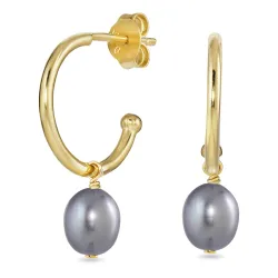 grijs parel halfcreool in verguld zilver