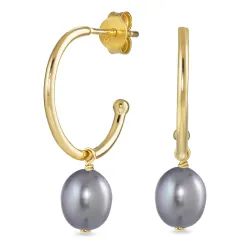 grijs parel halfcreool in verguld sterlingzilver