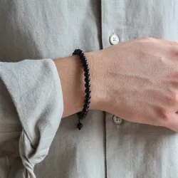 Nordahl andersen zwart onyx armband in leren