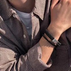 Nordahl andersen armband in staal zwart onyx