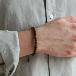NORDAHL ANDERSEN armband in staal bruin tijgeroog