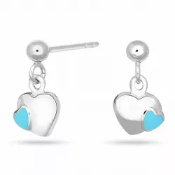 NORDAHL ANDERSEN hart oorbellen in gerodineerd zilver blauwe emaille