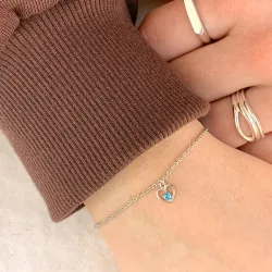 kinderen NORDAHL ANDERSEN hart armband in gerodineerd zilver blauwe zirkoon