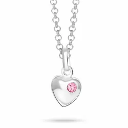 NORDAHL ANDERSEN hart hanger met ketting in gerodineerd zilver roze zirkoon