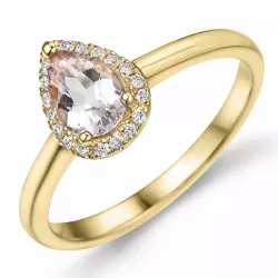 druppel morganit diamant ring in 14 karaat goud 0,64 ct 0,09 ct