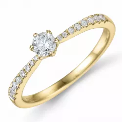 diamant ring in 14 karaat goud 0,21 ct 0,13 ct