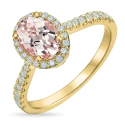 morganiet diamant ring in 14 karaat goud 1,28 ct 0,32 ct