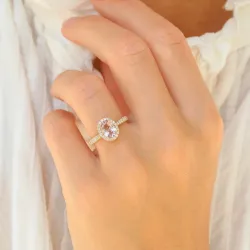 morganiet diamant ring in 14 karaat goud 1,28 ct 0,32 ct