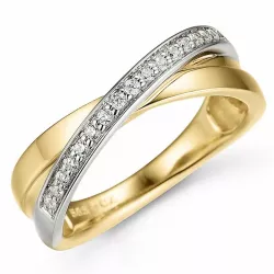 diamant ring in 14 karaat goud-en witgoud 0,16 ct
