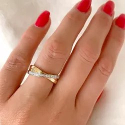 diamant ring in 14 karaat goud-en witgoud 0,16 ct