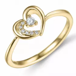 hart diamant ring in 14 karaat goud 0,065 ct
