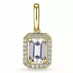 Vierkant morganit diamanten hanger in 14 caraat goud 0,78 ct 0,11 ct