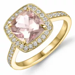 morganiet diamant ring in 14 karaat goud 2,2 ct 0,38 ct