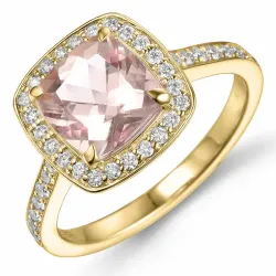 morganiet diamant ring in 14 karaat goud 2,2 ct 0,38 ct