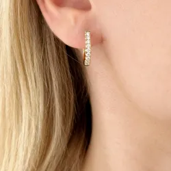 17 mm creool in 14 karaat goud met diamant 