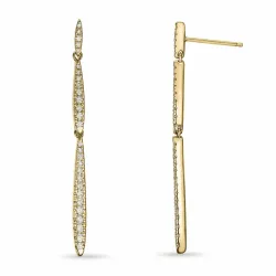 lange briljant oorbellen in 14 karaat goud met diamant