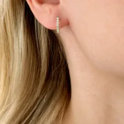 12 mm creool in 14 karaat goud met diamant 