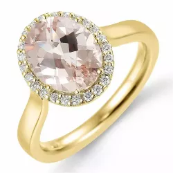 Elegant morganit diamant ring in 14 karaat goud 1.82 ct 0,12 ct