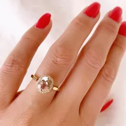 Elegant morganit diamant ring in 14 karaat goud 1.82 ct 0,12 ct