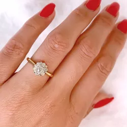 bloem diamant ring in 14 karaat goud-en witgoud 0,20 ct 0,20 ct