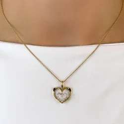 Hart diamant hanger in 14 caraat goud-en witgoud 0,18 ct