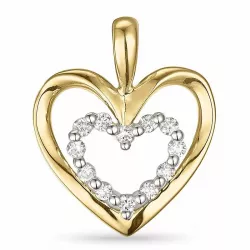 Hart diamant hanger in 14 caraat goud-en witgoud 0,18 ct