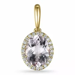 Rozet morganit diamanten hanger in 14 caraat goud 1,82 ct 0,12 ct