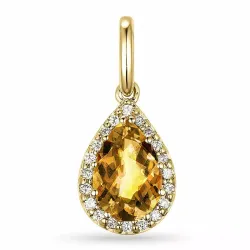 citrien diamanten hanger in 14 caraat goud 0,10 ct 1,55 ct