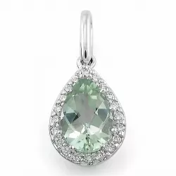 Groen amethist diamanten hanger in 14 caraat witgoud 0,10 ct 1,55 ct