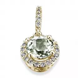 groen amethist diamanten hanger in 14 caraat goud 0,80 ct 0,13 ct
