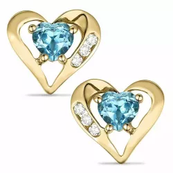 Hart topaas diamant oorbellen in 14 karaat goud met diamanten en topazen 