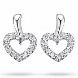 Hart diamant oorbellen in 14 karaat witgoud met diamanten 