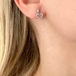 Hart diamant oorbellen in 14 karaat witgoud met diamanten 