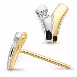 Diamant oorbellen in 14 karaat goud en witgoud met diamanten